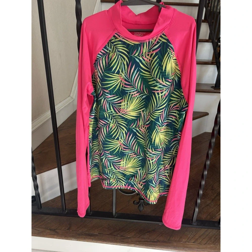 Girl's Size XL 14-16 Lands' End Rash Guard Swim Shirt Set of 2